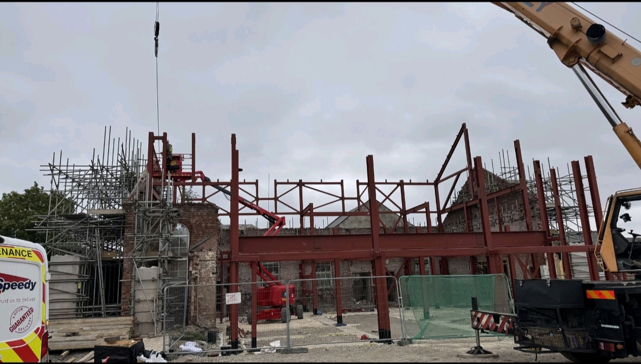 Team working on structural steelwork project